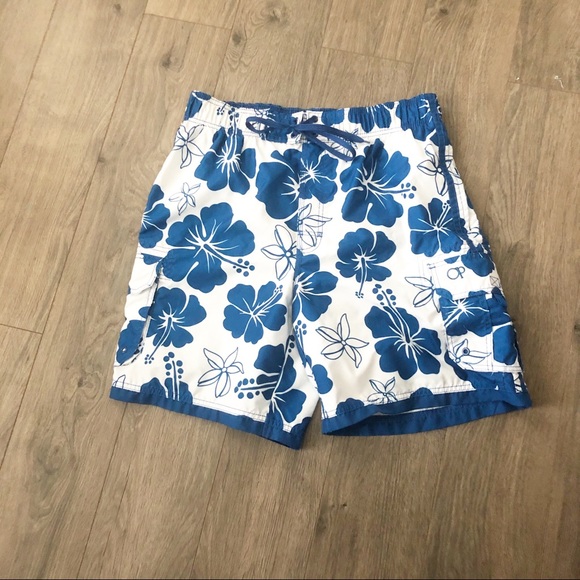 OP Other - Men’s OP blue and white floral swim trunks